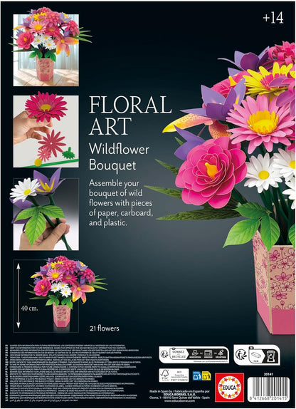 Educa - Boeket met wilde bloemen, knutselset voor het maken van negentien wilde bloemen van papier zonder lijm of schaar, vanaf 6 jaar (20141