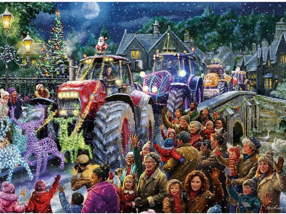 Gibsons 1000 Piece Jigsaw Puzzle for Adults Farmer Christmas Festive Countryside Scene – Eco-Friendly Sustainable B Corp Puzzle with Thick Pieces Made from 100% Recycled Board – Premium Gift