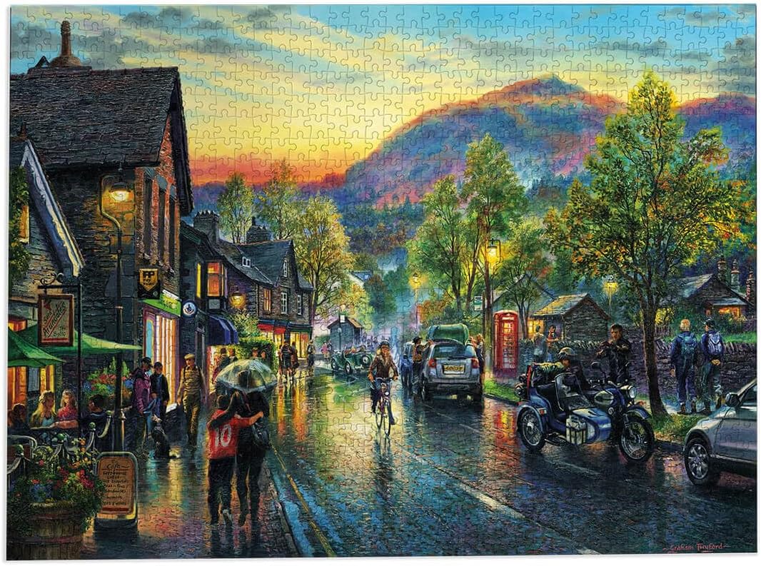 Gibsons 1000 Piece Puzzle for Adults Grasmere by Twilight Jigsaw Lake District Countryside Scene, Thick Premium Pieces, Sustainable Puzzle Made from 100% Recycled Board, Great Gift by Gibsons Games
