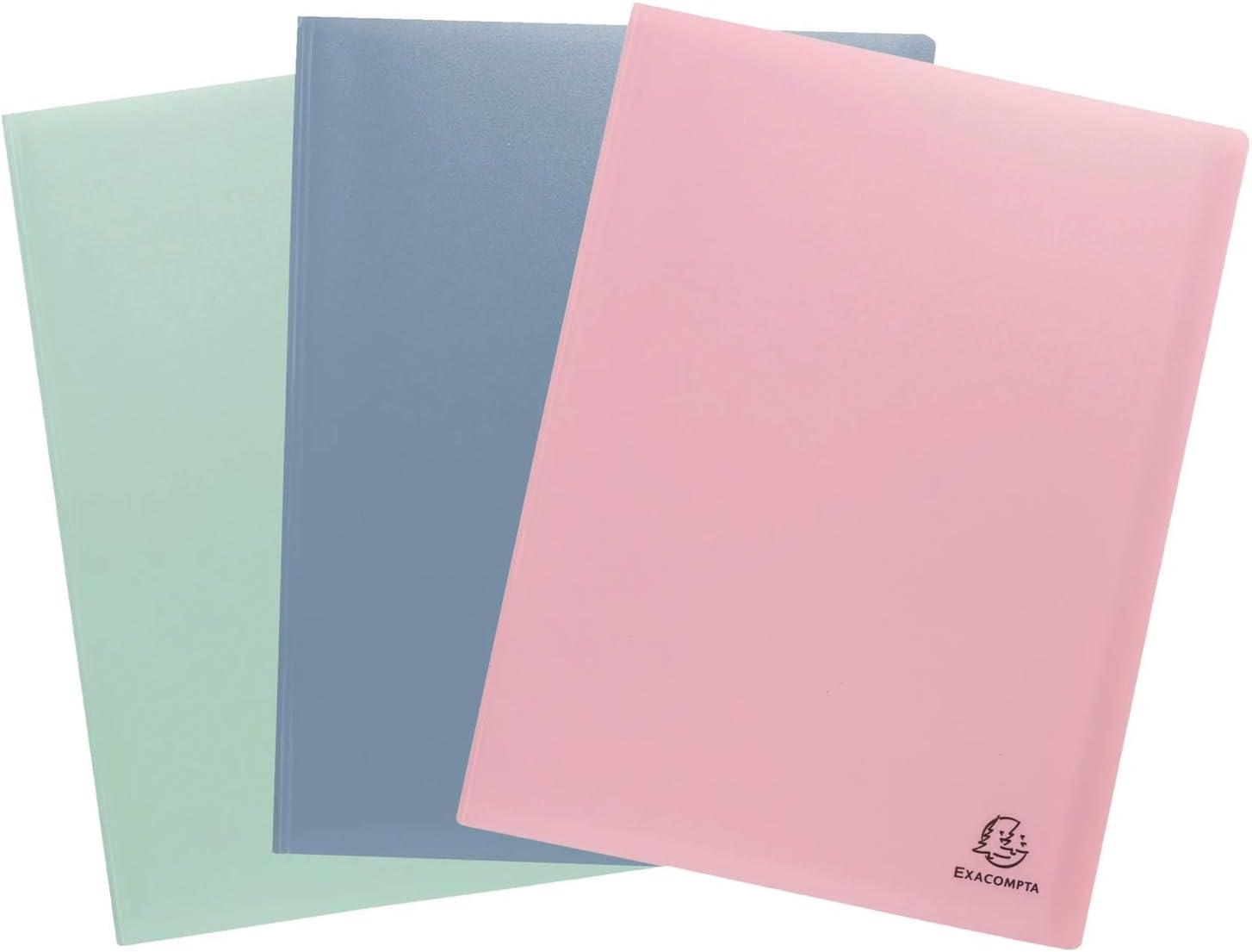 Exacompta - Ref 88439E - Pack of 3 Autentik Document Sleeves - 40 Grained Pockets - 80 Sheets - for A4 - Size 24 x 32 cm - Cover in Soft Recycled Polypropylene - 3 Assorted Colours