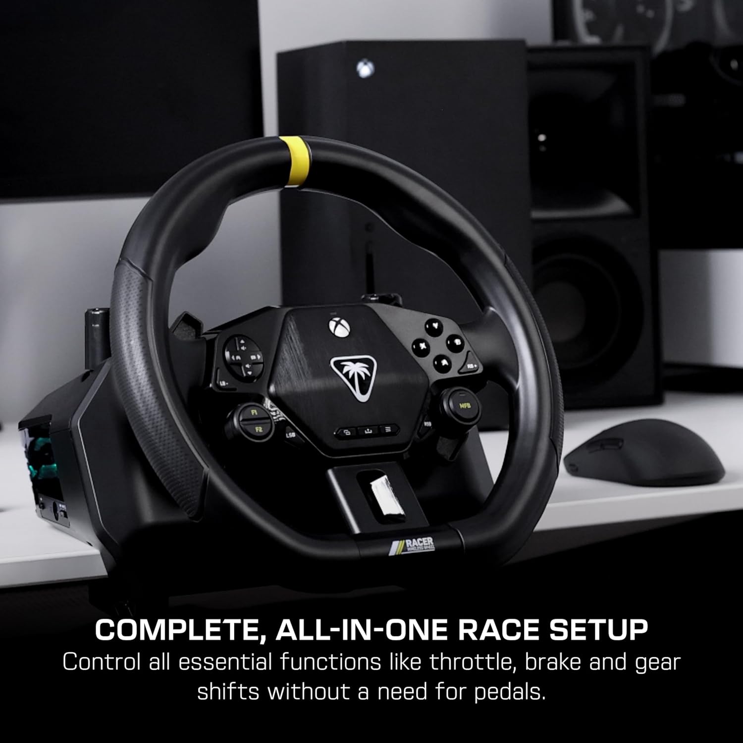 Turtle Beach Racer Sistema di volante wireless con licenza ufficiale per Xbox Series X|S, Xbox One e PC Windows - Connessione wireless stabile, fino a 30 ore di autonomia della batteria