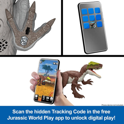 Mattel Jurassic World Dinosaur Action Figure, Running & Biting Carnotaurus with Roar Sounds, Charge N Chomp, Digital Play, JKG85
