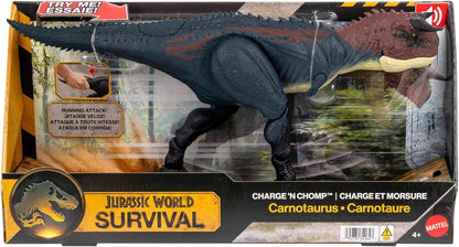 Mattel Jurassic World Dinosaur Action Figure, Running & Biting Carnotaurus with Roar Sounds, Charge N Chomp, Digital Play, JKG85