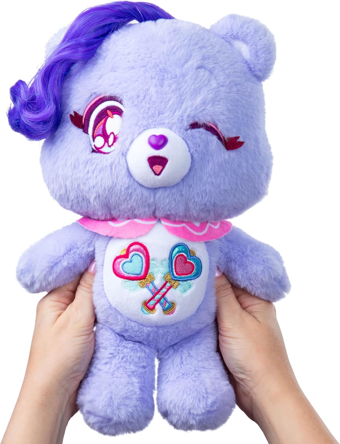 Basic Fun Care Bears 35cm Kindness Keepers Plush – Share Bear Eco-Friendly Soft Toy with Cute Expression & Belly Badge – Adorably Collectible Plush for Kids & Fans