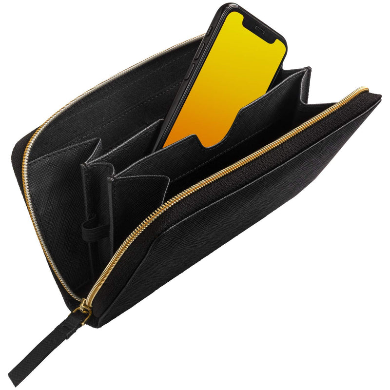 dbramante1928 - Portafoglio LA Purse con cerniera e scomparto per smartphone - In pelle Saffiano - Realizzato a mano
