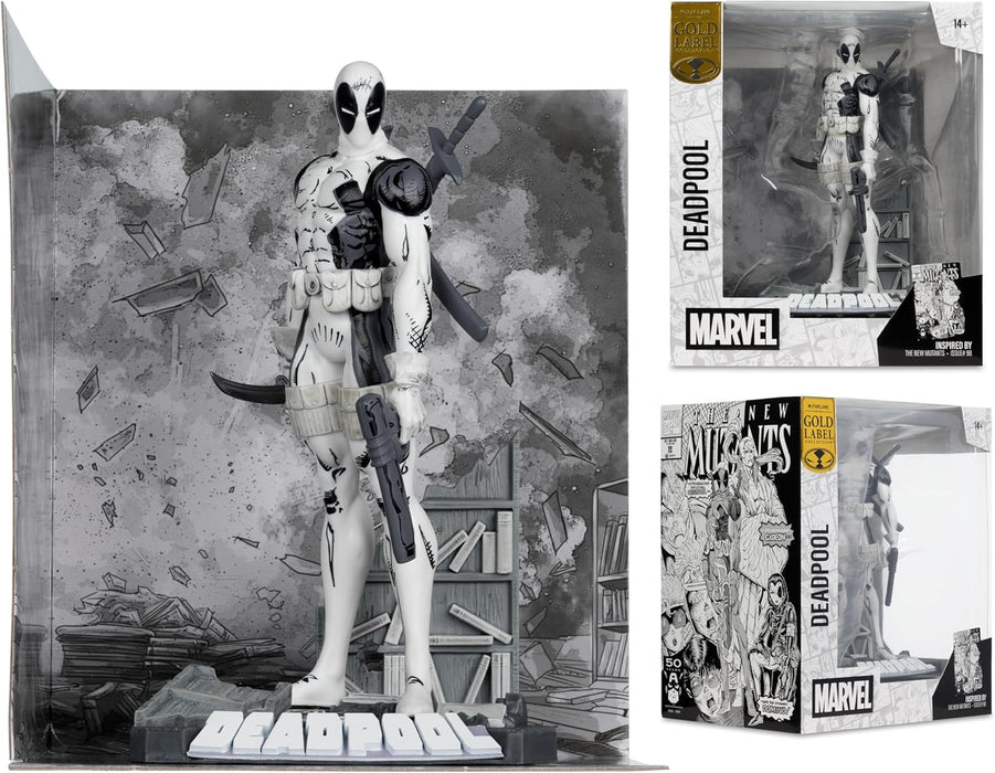 McFarlane Toys- Marvel Deadpool (Line Art) 1:10th Scale Collectible with Scene (The New Mutants #98) Gold Label