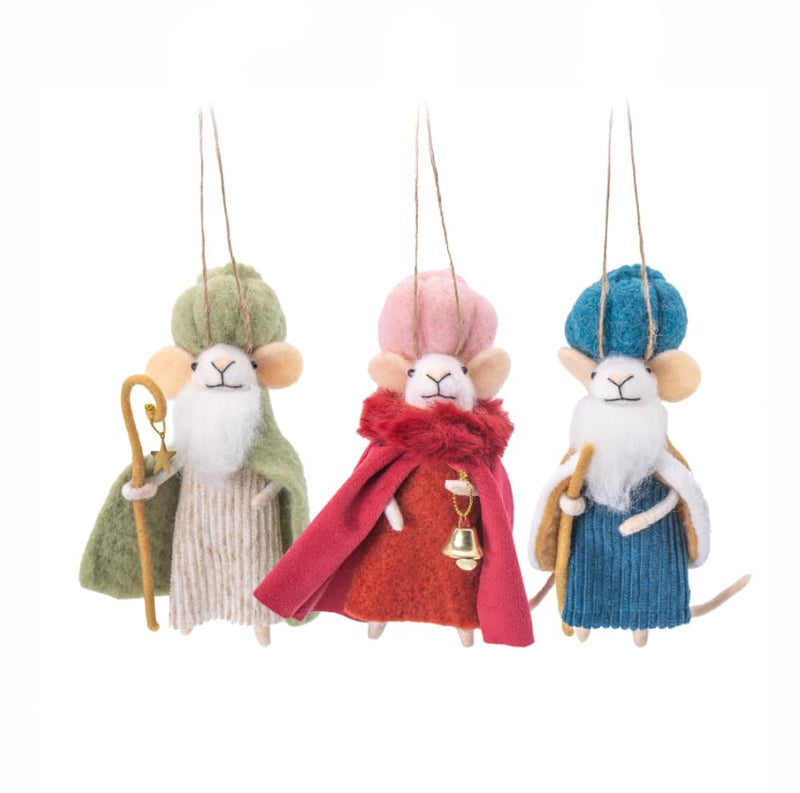Sass and Belle The Three Wise Mice Felt Decoration - Set of Assorted