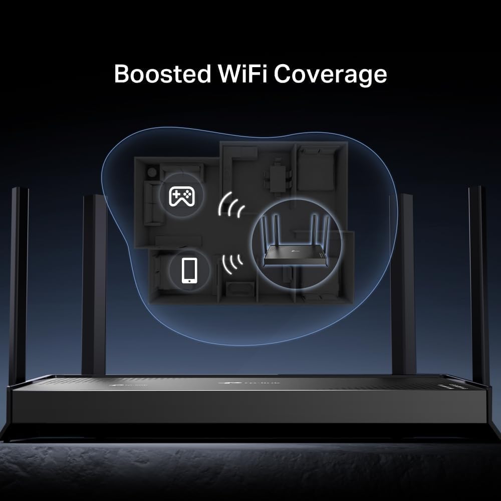 TP-Link Archer BE220 Dual-Band WiFi 7 Router,BE3600 EasyMesh WiFi Router with 4 Antennas,Seamless Extender Booster with 4K-QAM,Full Gigabit Ports,VPN Encryption,APP Control,Easy Setup