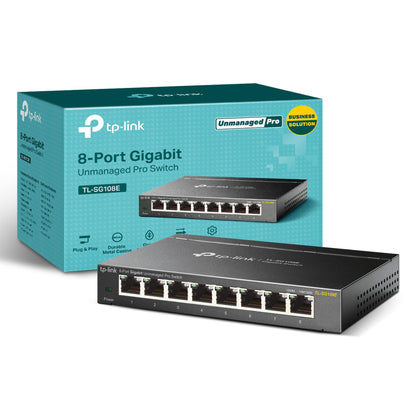 TP-Link TL-SG108E 8-Port Gigabit Managed Network Switch, 10/100/1000Mbps RJ45 Ports, Support QoS VLAN IGMP Snooping, Energy-Saving Ethernet Splitter, Network Monitoring Through Web Interface