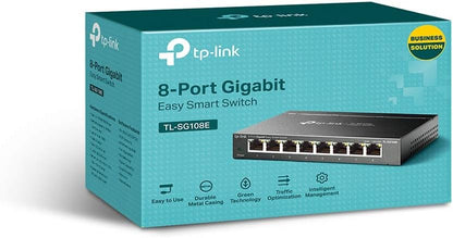 TP-Link TL-SG108E 8-Port Gigabit Managed Network Switch, 10/100/1000Mbps RJ45 Ports, Support QoS VLAN IGMP Snooping, Energy-Saving Ethernet Splitter, Network Monitoring Through Web Interface