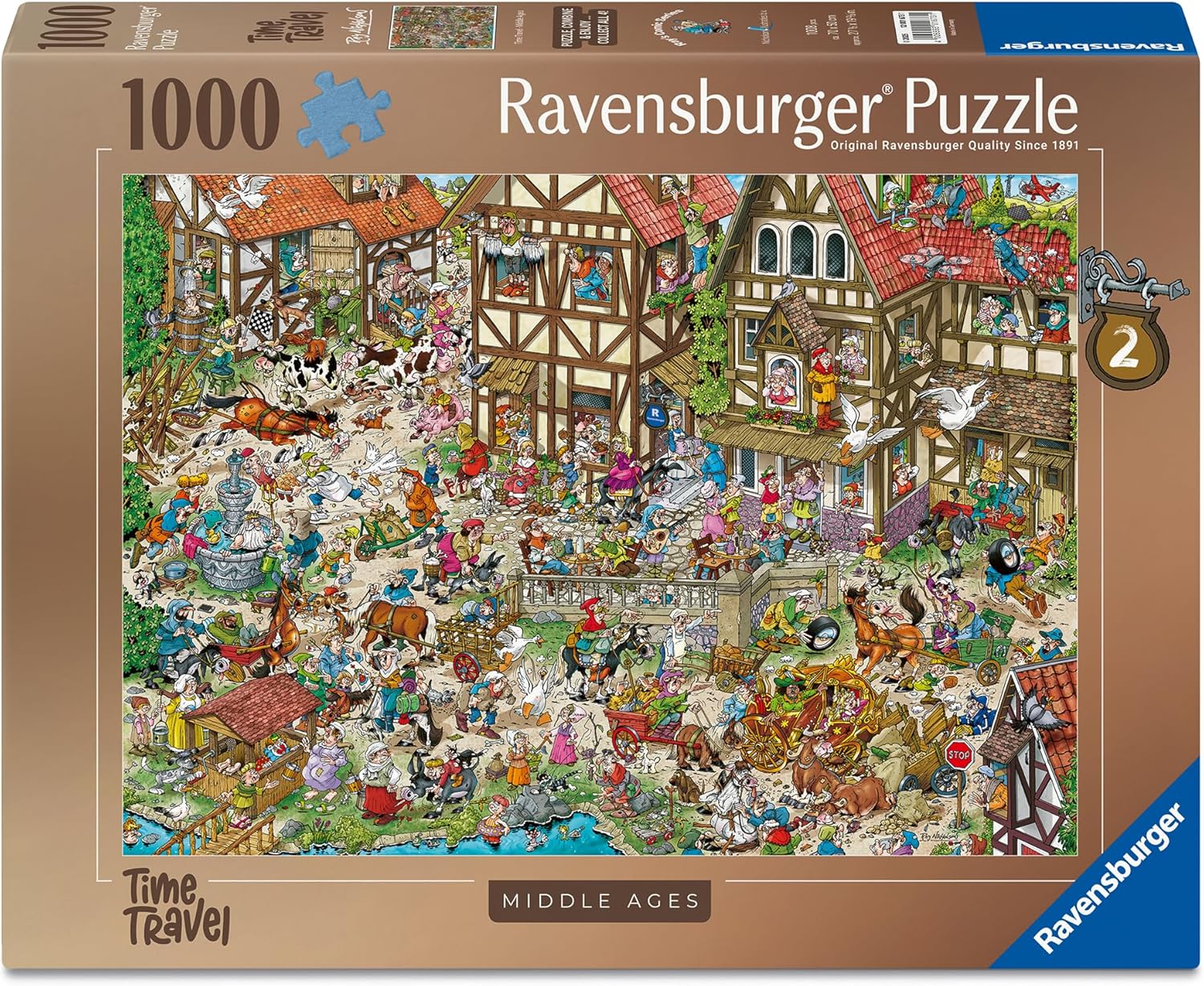 Ravensburger Ray's Comic Series Time Travel No.2 – Moyen Âge | Puzzle de 1000 pièces pour adultes et adolescents | Puzzle amusant de bande dessinée par Ray Nicholson
