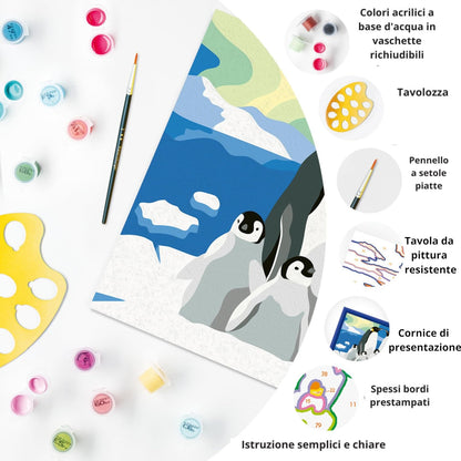 Ravensburger - Creart Serie D De familie van de pinguïns | Schilderset voor kinderen | Schilderen op nummer bevat alles wat nodig is | Kinderspellen 9 jaar of ouder | Creart 9 jaar