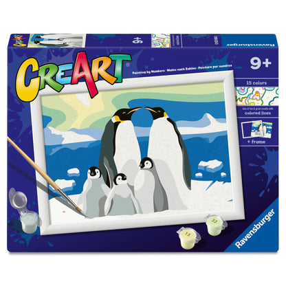 Ravensburger - Creart Serie D De familie van de pinguïns | Schilderset voor kinderen | Schilderen op nummer bevat alles wat nodig is | Kinderspellen 9 jaar of ouder | Creart 9 jaar