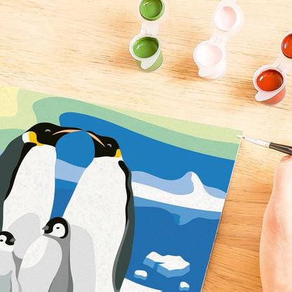 Ravensburger - Creart Serie D De familie van de pinguïns | Schilderset voor kinderen | Schilderen op nummer bevat alles wat nodig is | Kinderspellen 9 jaar of ouder | Creart 9 jaar