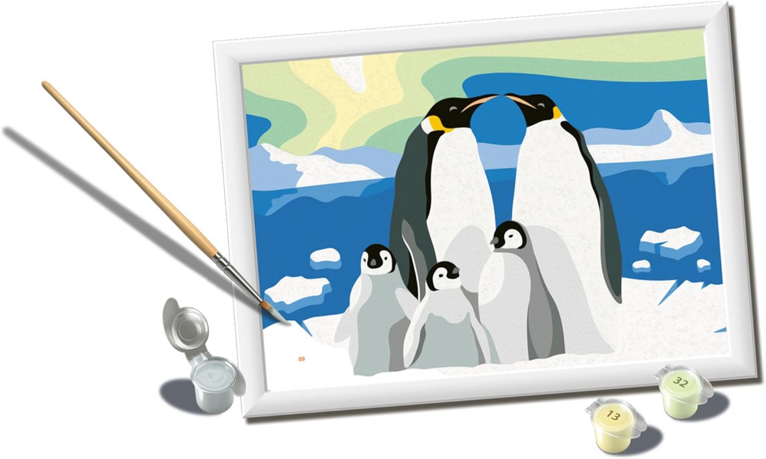 Ravensburger - Creart Serie D De familie van de pinguïns | Schilderset voor kinderen | Schilderen op nummer bevat alles wat nodig is | Kinderspellen 9 jaar of ouder | Creart 9 jaar