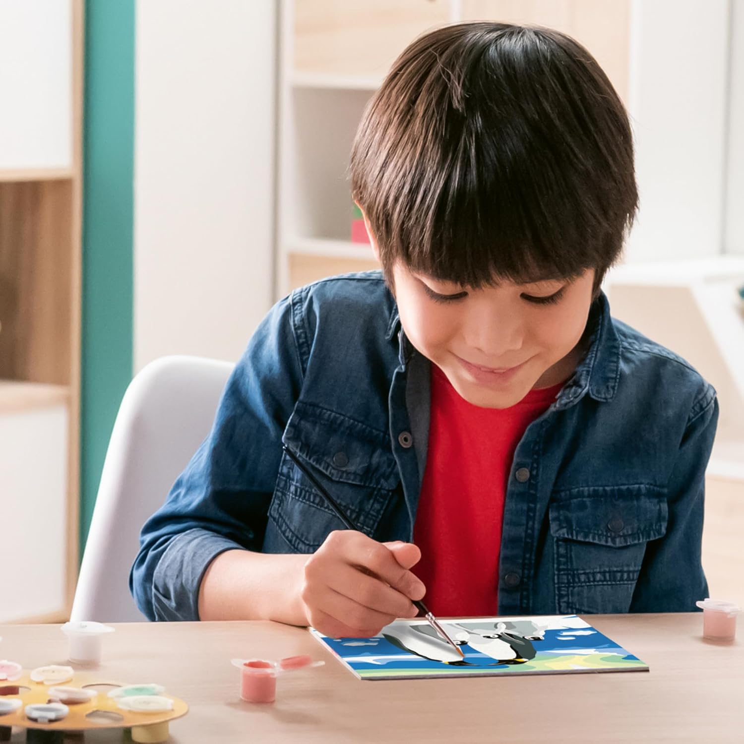 Ravensburger - Creart Serie D De familie van de pinguïns | Schilderset voor kinderen | Schilderen op nummer bevat alles wat nodig is | Kinderspellen 9 jaar of ouder | Creart 9 jaar