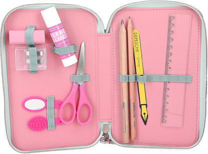 Miss Melody - Triple Pencil Case With Horse Head Application - Sage Green