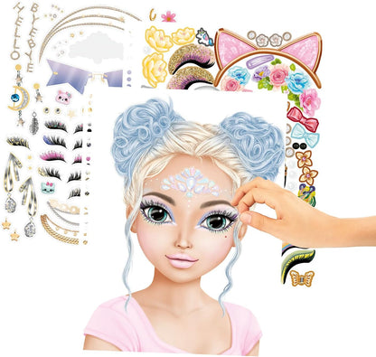 Depesche 13983 Creëer je TOPModel Make Up - Kleurboek met 20 voorbedrukte pagina's voor het creëren van make-up looks, incl. 2 pagina's met stickers