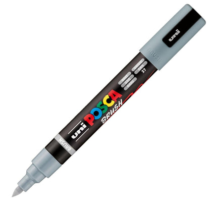 POSCA Mitsubishi Pencil - PC5BR - Medium Semi-Flexible Brush Tip - Water-Based Paint - All Purpose - Grey