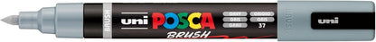 POSCA Mitsubishi Pencil - PC5BR - Medium Semi-Flexible Brush Tip - Water-Based Paint - All Purpose - Grey