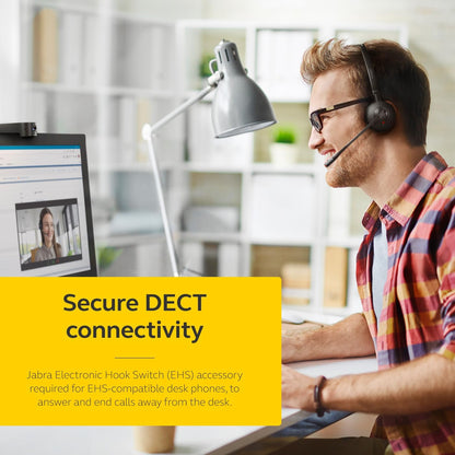 Engage 75 SE Headset with headband pad, Base, Power supply, 1.5m USB-C to USB-A Cable, Desk phone cable, Quick start guide, Warranty and warning (safety leaflets)