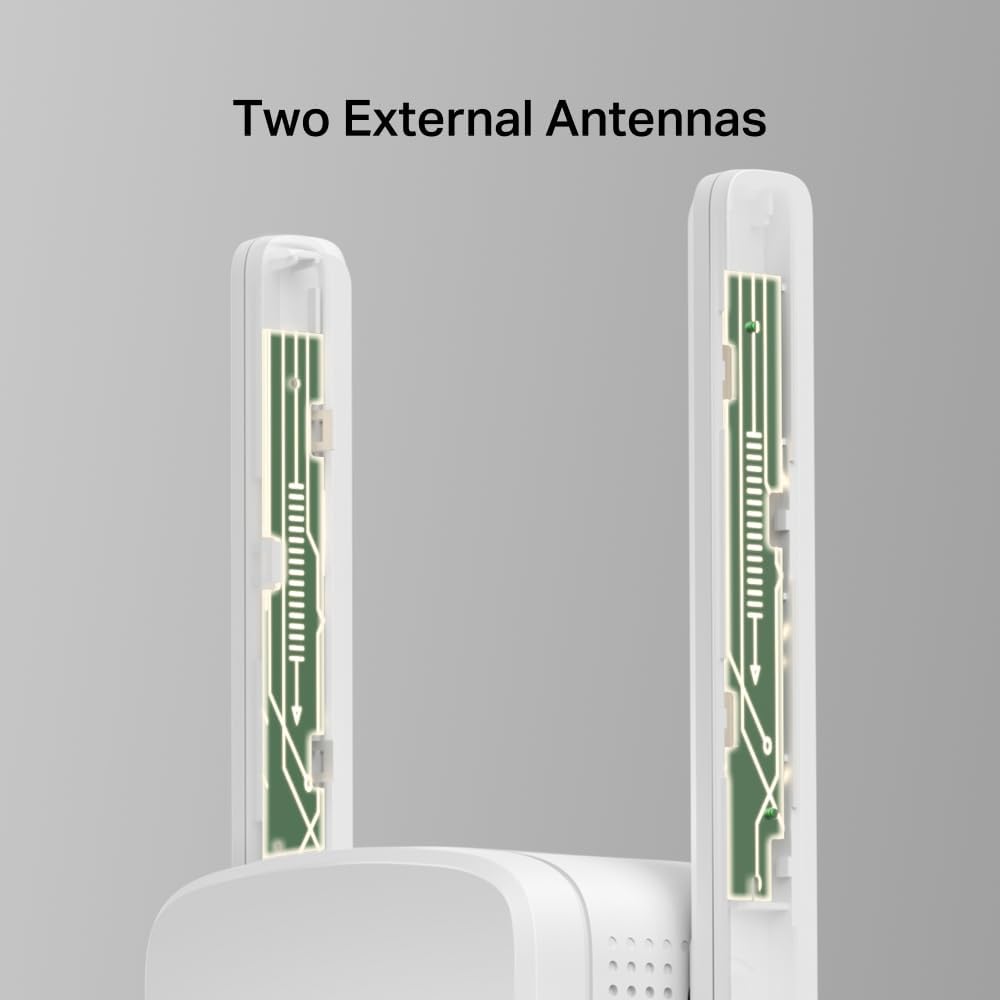 MERCUSYS ME12 WiFi Extender Booster, 2 External Antennas WiFi Booster, APP Control WiFi Extender,TP-Link WiFi Repeater Works with Any Router or Wireless Access Point,Plug and Play,Signal Indicator