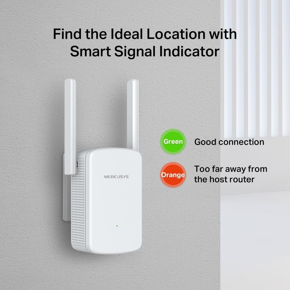 MERCUSYS ME12 WiFi Extender Booster, 2 External Antennas WiFi Booster, APP Control WiFi Extender,TP-Link WiFi Repeater Works with Any Router or Wireless Access Point,Plug and Play,Signal Indicator