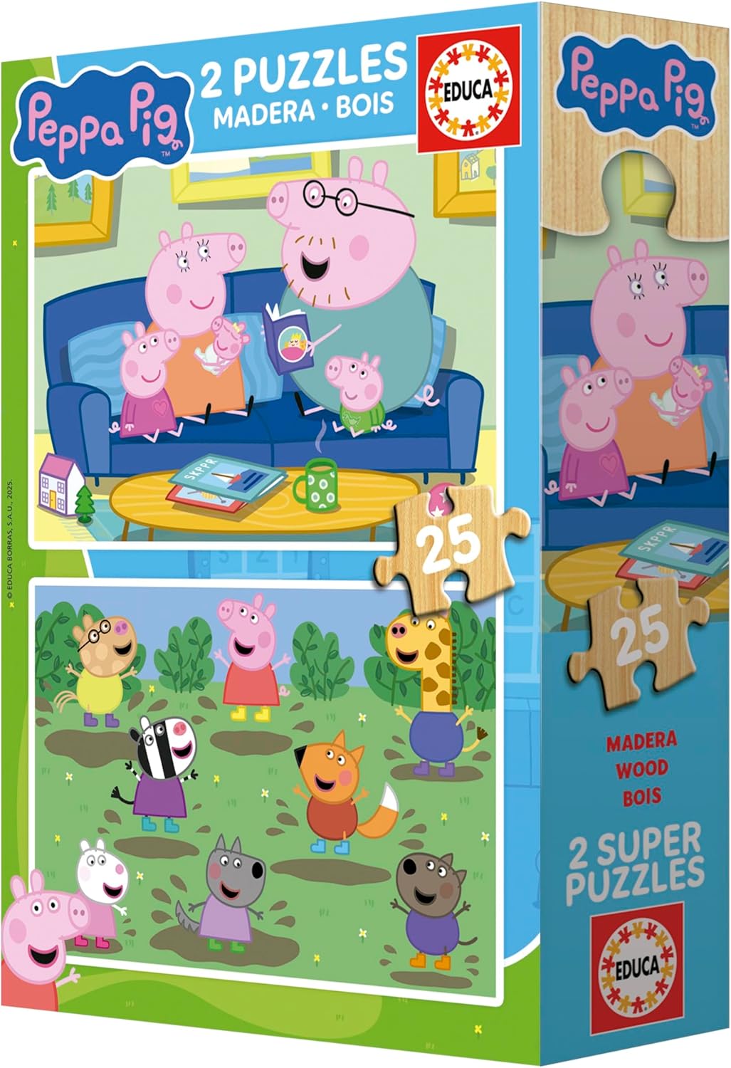 Educa - 2x25 Peppa Pig Wooden Puzzles Eco-Friendly Set | Assorted Characters | Educational Toy | Ages 4+ (20324