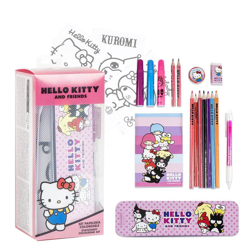 Hello Kitty Kleurpotlodenset voor school, compleet met viltstiften, kleurpotloden en thematische accessoires voor meisjes, fans van het schattigste karakter van Sanrio
