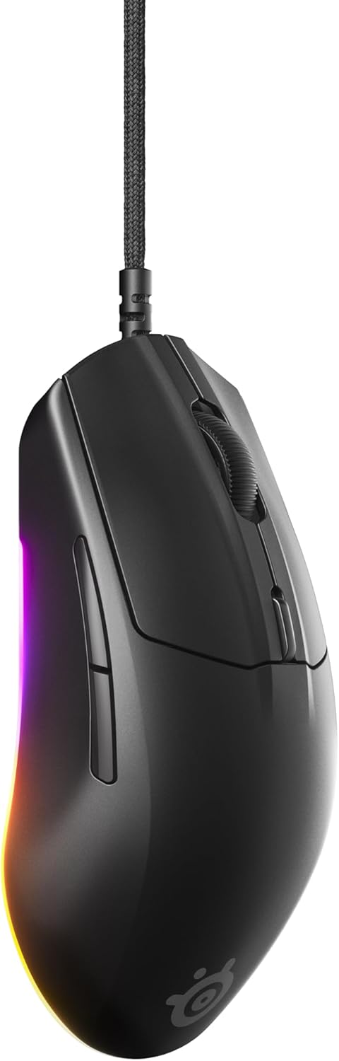 SteelSeries Rival 3 Gen 2 - Mouse da gioco - Sensore ottico TrueMove Core da 8500 DPI - 60 milioni di clic di durata - bassa latenza - 77 g di peso - 100% piedini in PTFE - RGB - Nero