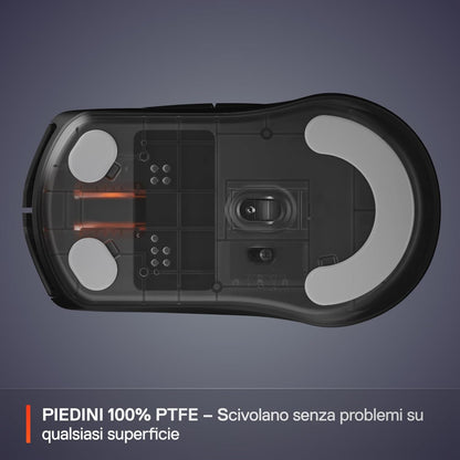 SteelSeries Rival 3 Wireless Gen 2 - Mouse da gioco - 2,4 GHz e Bluetooth - Sensore ottico TrueMove Air da 18000 DPI - Durata 60 milioni di clic - Leggero - Piedini 100% PTFE - Nero