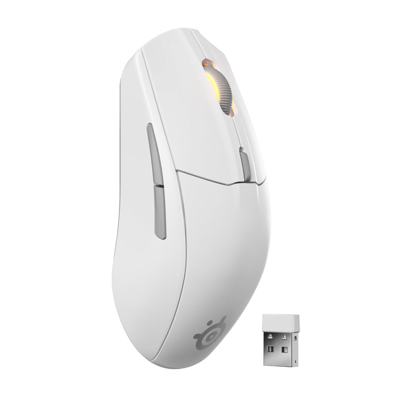 SteelSeries Rival 3 Wireless Gen 2 - Mouse da gioco - 2,4 GHz e Bluetooth - Sensore ottico TrueMove Air da 18000 DPI - Durata 60 milioni di clic - Leggero - Piedini 100% PTFE - Bianco