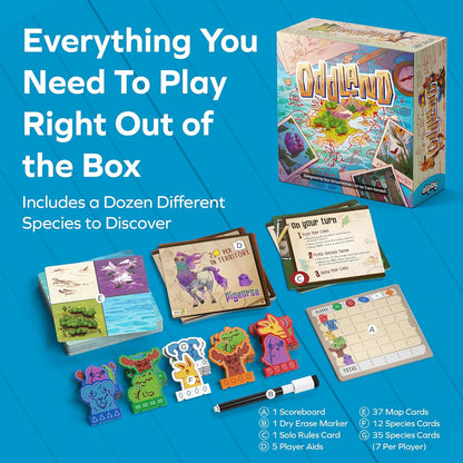 Allplay Oddland | Tile-Laying Exploration Board Game | Unique Wildlife Scoring Puzzle for 1-5 Players | Ages 10 Small Box Series