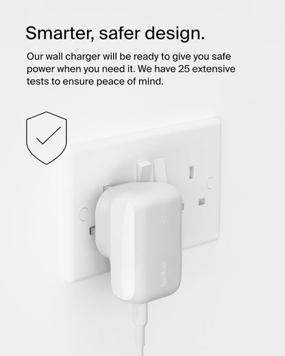 BOOSTCHARGE 42w - 30w USB-C PD PPS + 12w USB-A Dual Wall Charger White