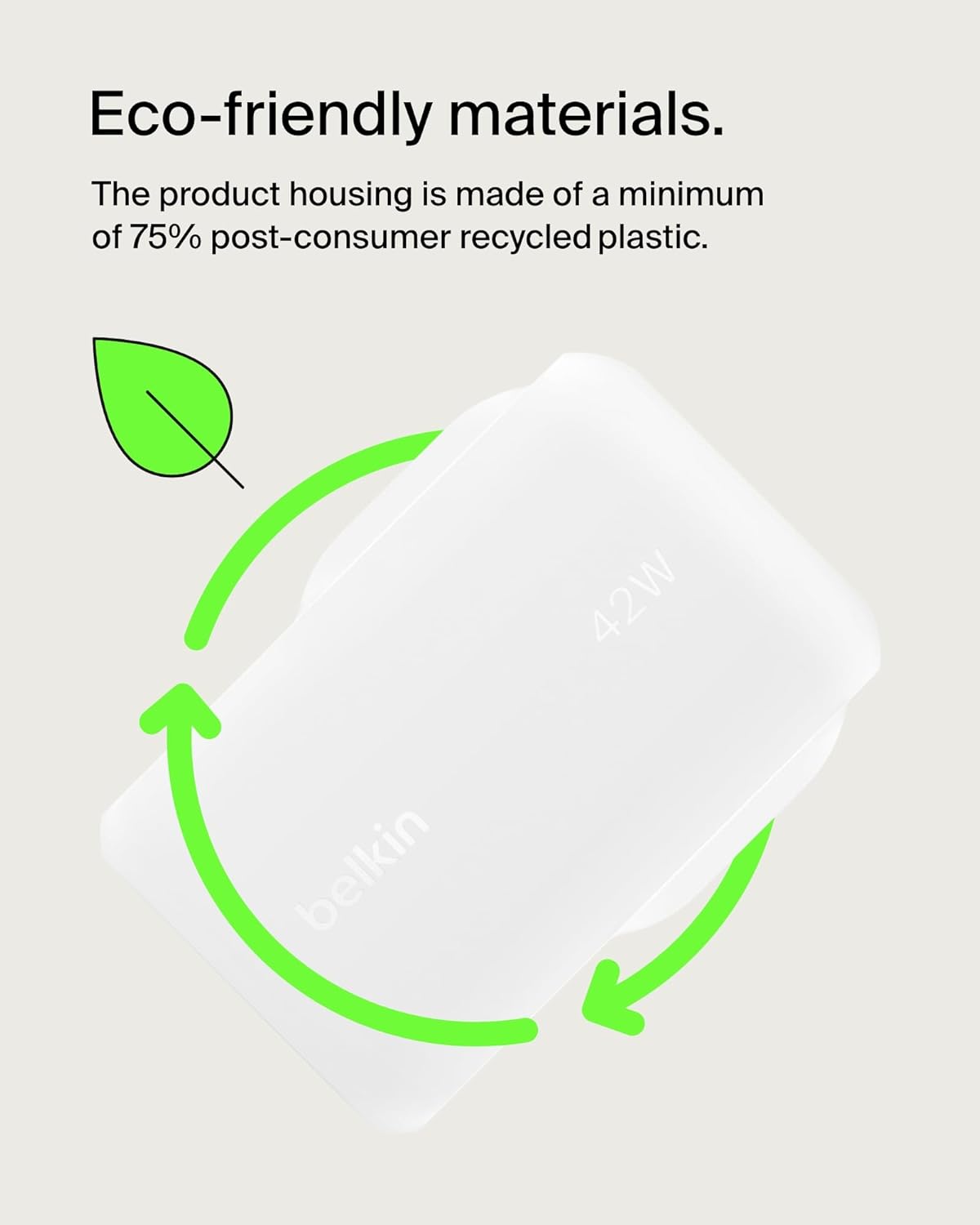 BOOSTCHARGE 42w - 30w USB-C PD PPS + 12w USB-A Dual Wall Charger White