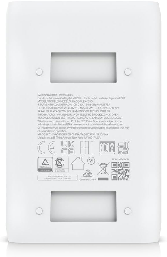 Ubiquiti Uacc-Poe+-2.5G Universal 802.3At 2.5G 30W Power Poe+ Injector