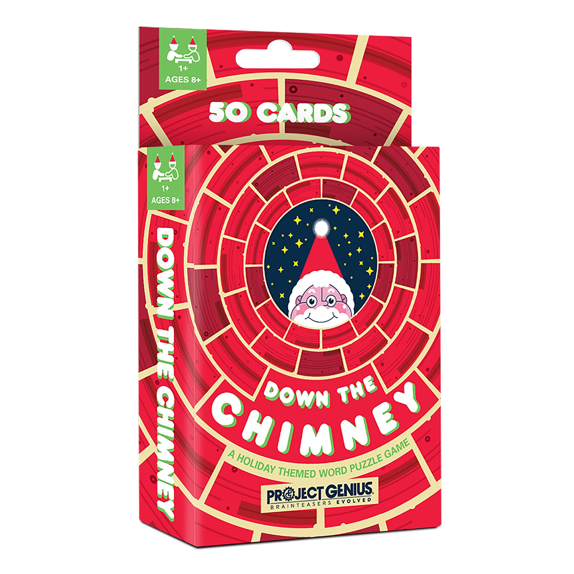 Holly Jolly: Down The Chimney - A Holiday Themed Word Puzzle Game, 50 Word Ladder Challenges, Fun & Festive Christmas Stocking Stuffer, Project Genius