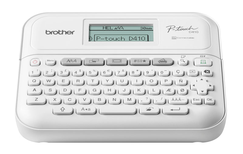 Brother PT-D410 Versatile Desktop Label Printer | P-Touch Desktop Labeller | QWERTY Keyboard | Highly Durable Labels up to 18mm Wide, UK Plug