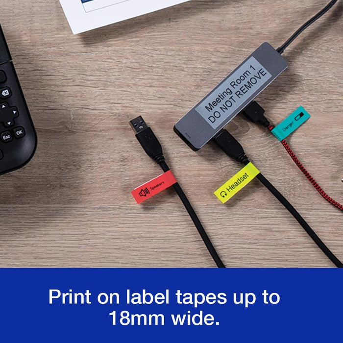 Brother PT-D410 Versatile Desktop Label Printer | P-Touch Desktop Labeller | QWERTY Keyboard | Highly Durable Labels up to 18mm Wide, UK Plug