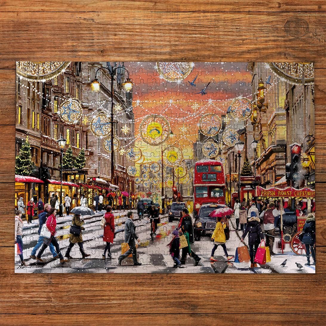 Gibsons 250XL Jigsaw Puzzle for Adults Holiday Hustle Extra Large Thick Pieces Festive London Shopping Scene Traditional British Puzzle Sustainable 100% Recycled Board Great Gift by Gibsons Games