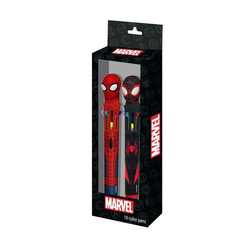 Marvel Spiderman Peter-Pack of 2 10-Coloured Pens, Red, 9.5 x 23 cm