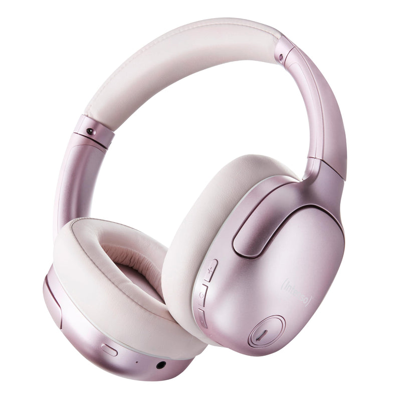 Intenso O400HA Cuffie Over-Ear – Hybrid Active Noise Cancelling, fino a 75 ore di autonomia e Bluetooth 5.3, con modalità musica, modalità trasparente e tempo di ricarica veloce, rosa