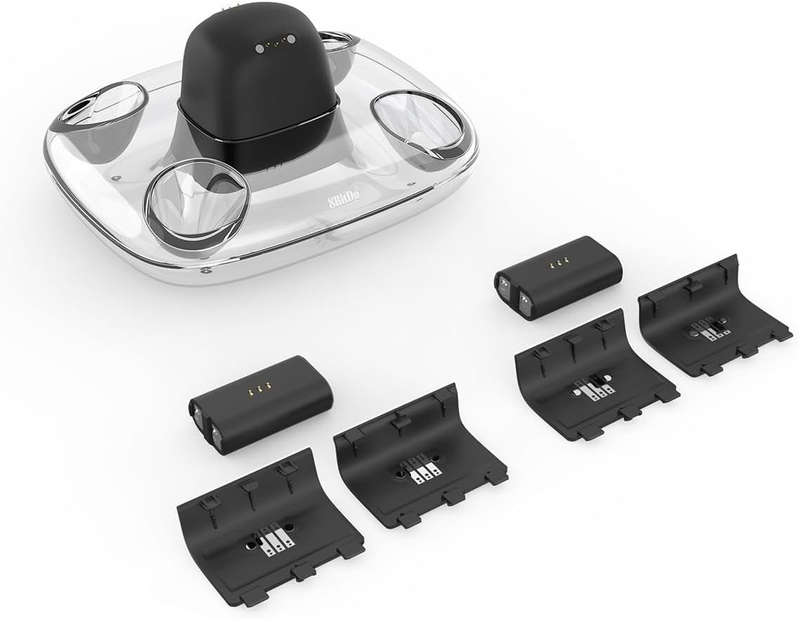 8BitDo Dual Charging Dock For Xbox Wireless Controllers Black. EU PLUG POWER ADAPTER, BATTERIES INCLUDED