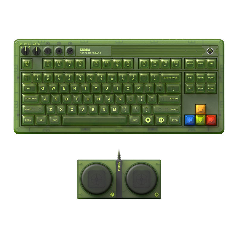 8Bitdo Retro 87 Mechanical Keyboard with RGB Backlight, Bluetooth/2.4G/USB-C Hot Swappable Wireless Gaming Keyboard for Windows and Android - Xbox Edition (Officially Licensed
