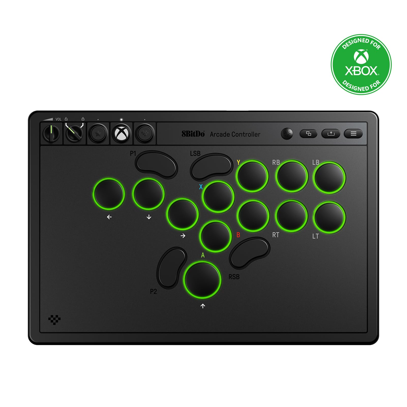 8Bitdo All-Button Arcade Controller for Xbox Series X|S, Xbox One & PC, 2.4G Wireless, Low-profile Mechanical Switches, Programmable Buttons, Hot-swappable PCB, RGB Lighting - Officially Licensed