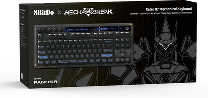 8Bitdo Retro 87 Mechanical Keyboard with Hot-Swappable Kailh Switches, RGB Backlight, Programmable Buttons, Wireless 2.4G/Bluetooth/USB-C for Windows and Android - Mecha Break: Panther - ANSI US