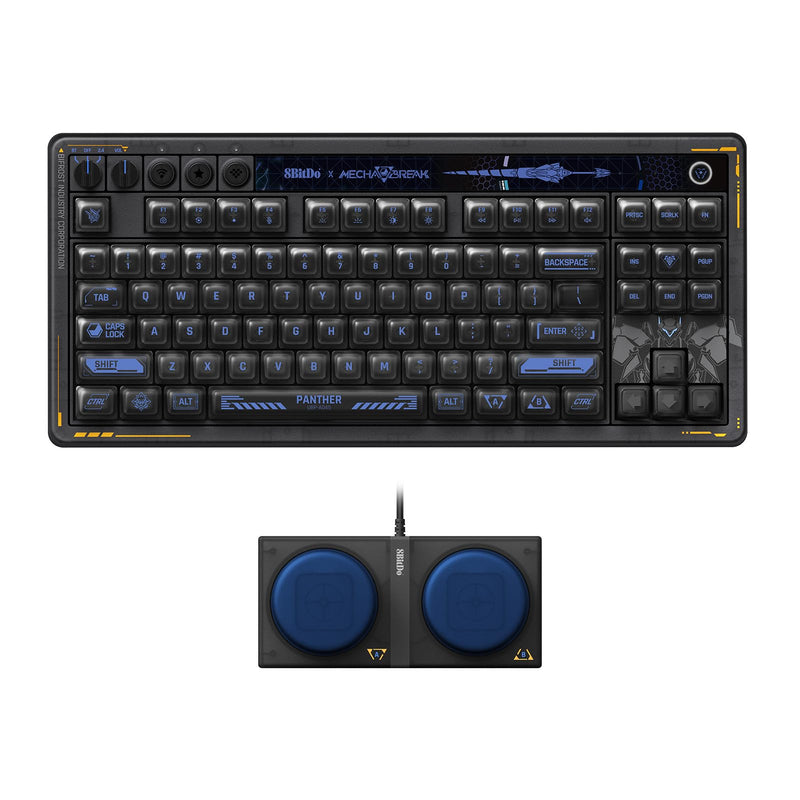 8Bitdo Retro 87 Mechanical Keyboard with Hot-Swappable Kailh Switches, RGB Backlight, Programmable Buttons, Wireless 2.4G/Bluetooth/USB-C for Windows and Android - Mecha Break: Panther - ANSI US