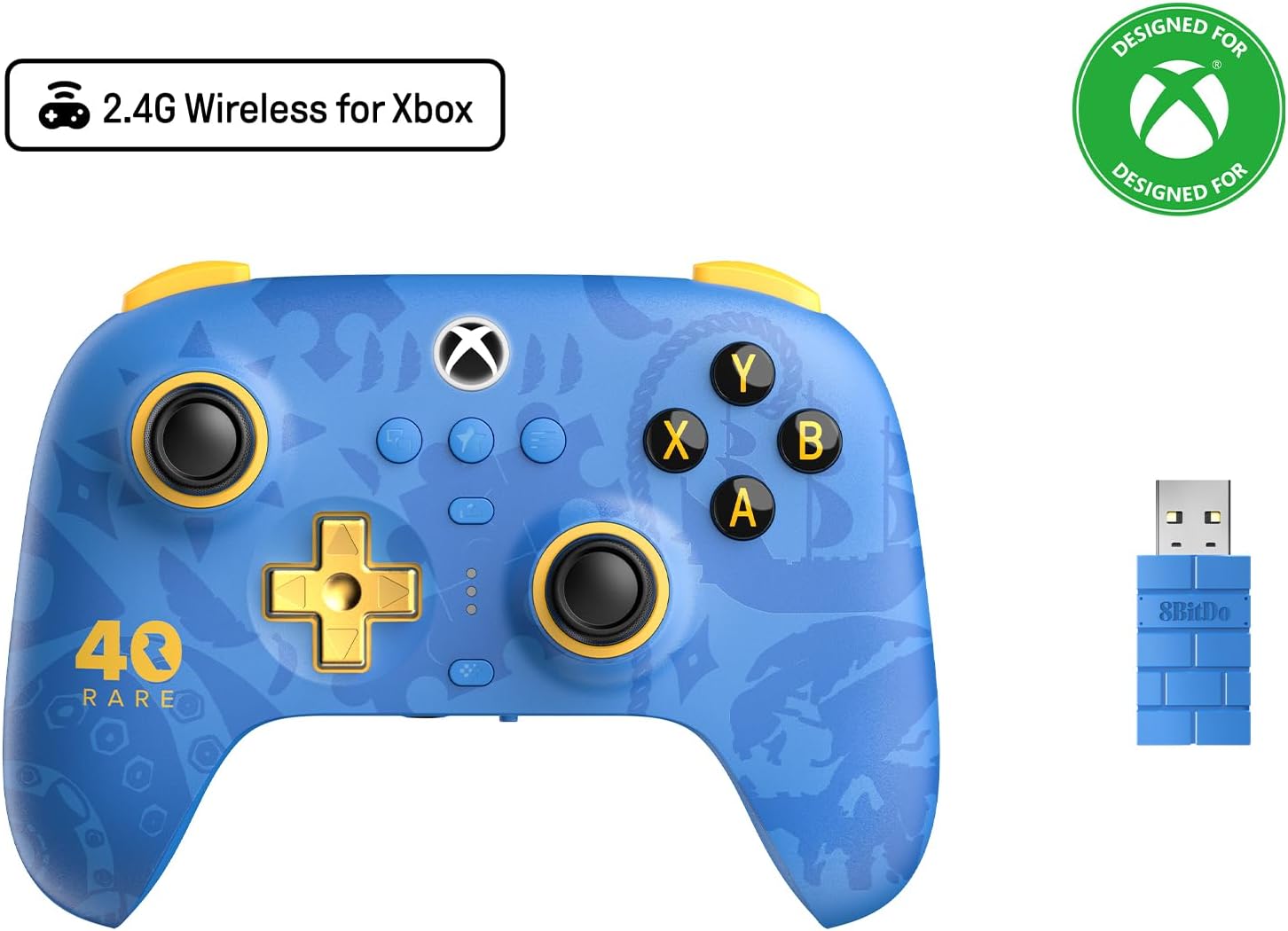 8BitDo Ultimate 3-mode Wireless Controller for Xbox, Hall Effect Joysticks, Pro Back Buttons, Compatibility with Xbox Series X|S & Xbox One, Apple, Windows PC & Android - Rare 40th Anniversary Edition