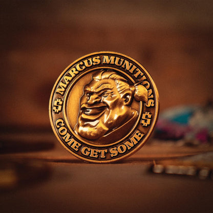 FaNaTtik Borderlands Marcus Munitions Limited Edition Coin (5000 worldwide) – Officially Licesned Collectible – Antique Gold 38mm, Individually Numbered