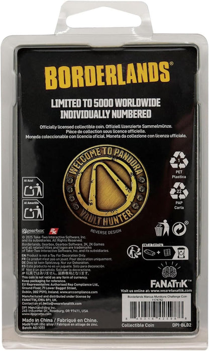 FaNaTtik Borderlands Marcus Munitions Limited Edition Coin (5000 worldwide) – Officially Licesned Collectible – Antique Gold 38mm, Individually Numbered
